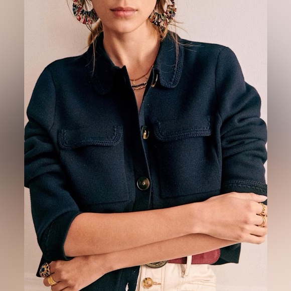 Sézane Betty Cardigan in Navy Crochet Size M - Picture 4 of 11